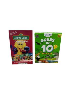 Sesame Street Family Bingo & Skillmatics Guess In 10 Animal Planet Game Set For